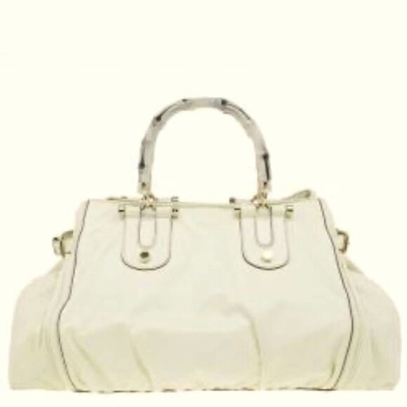 Vintage Gucci Pop Ivory leather tote bag with white bamboo handles - Picture 1 of 16